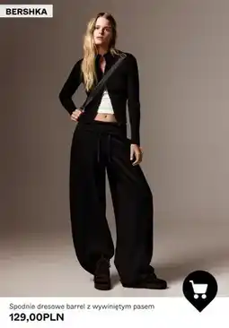 Bershka Spodnie dresowe barrel z wywiniętym pasem Bershka oferta