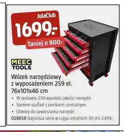 Jula Wózek narzędziowy z wyposażeniem 259 el. 76x101x46 cm Meec Tools oferta