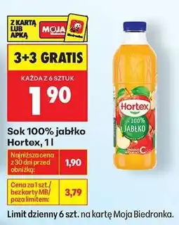 Biedronka Sok 100% jabłko Hortex, 1l oferta