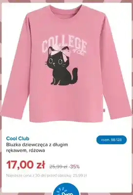 Bluzka dziewczęca z długim rękawem różowa Cool Club