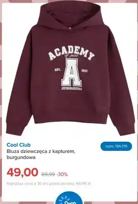 Bluza dziewczęca z kapturem burgundowa Cool Club