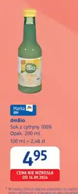 dm drogerie markt Sok z cytryny dmBio 100% oferta