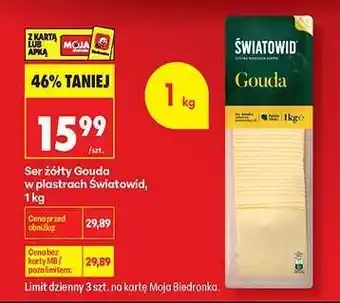 Ser żółty Gouda w plastrach światowid , 1 kg