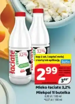 Delfin Mleko łaciate 3,2% Mlekpol butelka oferta