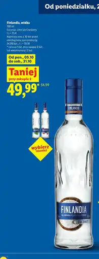 Lidl Finlandia Wódka Coconut, Lime lub Cranberry oferta