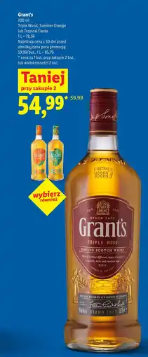 Lidl Grant's Triple Wood, Summer Orange lub Tropical Fiesta, whisky oferta