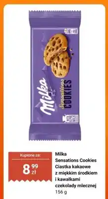 Biedronka Ciastka kakaowe z miękkim środkiem i kawałkami czekolady mlecznej Milka Sensations Cookies oferta