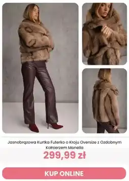 Renee Jasnobrązowa kurtka futerko o kroju oversize z ozdobnym kołnierzem Monella Renee oferta