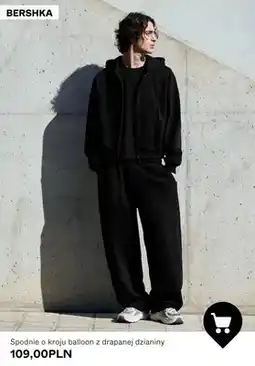 Bershka Spodnie o kroju balloon z drapanej dzianiny Bershka oferta