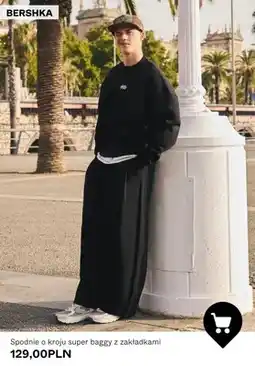 Bershka Spodnie o kroju super baggy z zakładkami Bershka oferta