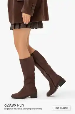 Ryłko Brązowe kozaki z szeroką cholewką oferta