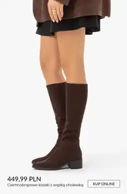 Ryłko Ciemnobrązowe kozaki z wąską cholewką oferta