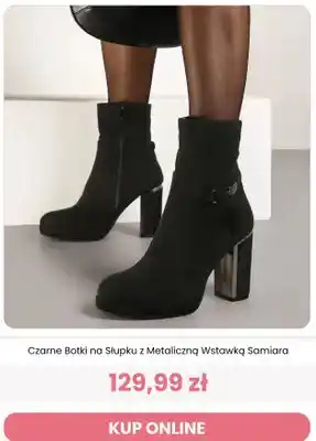 Czarne botki na słupku z metaliczną wstawką Samiara Renee