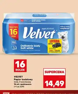 Kaufland Papier toaletowy biały 3-warstwowy 16-pak Velvet oferta