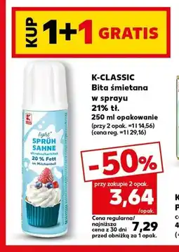 Kaufland Bita śmietana w sprayu 21% tł. K-Classic oferta