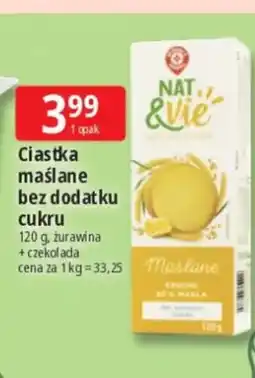 E.Leclerc Ciastka maślane bez dodatku cukru żurawina + czekolada Nat & Vie oferta