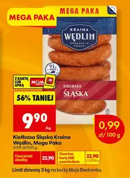 Biedronka Kiełbasa śląska Kraina Wędlin Mega Paka oferta