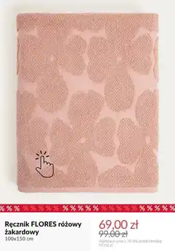 Homla Ręcznik Flores różowy żakardowy 100x150 cm oferta