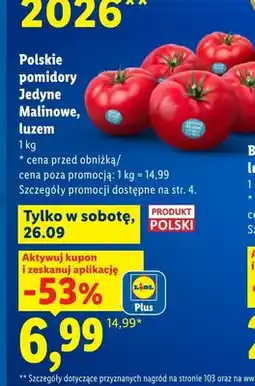Lidl Pomidory malinowe Jedyne luzem oferta