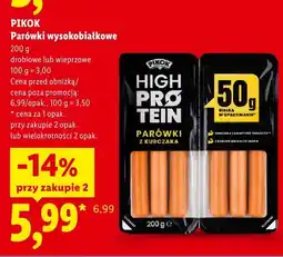 Lidl Parówki wysokobiałkowe drobiowe Pikok oferta