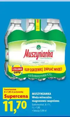 Lidl Woda mineralna Muszynianka magnezowo-wapniowa niskonasycona CO2 6-pak oferta