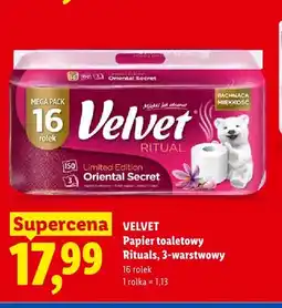 Lidl Papier toaletowy Velvet Ritual Oriental Secret 3-warstwowy 16-pak oferta