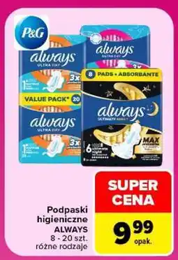 Carrefour Podpaski higieniczne Always oferta