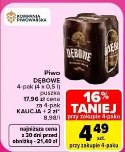 Carrefour Piwo DĘBOWE 4-pak (4 x 0,5 l) oferta