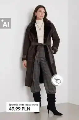 Sinsay Spodnie wide leg w kratę oferta