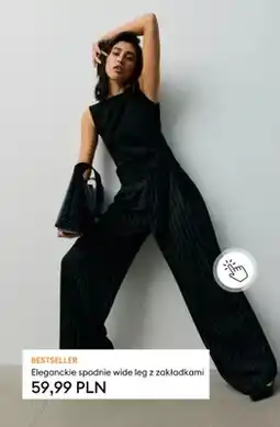 Sinsay Eleganckie spodnie wide leg z zakładkami oferta