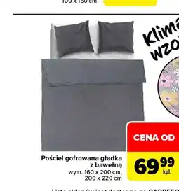 Carrefour Pościel gofrowana gładka z bawełną 200x220 cm oferta