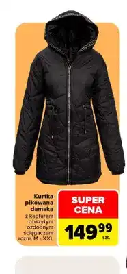 Carrefour Kurtka pikowana damska z kapturem obszytym ozdobnym ściągaczem oferta