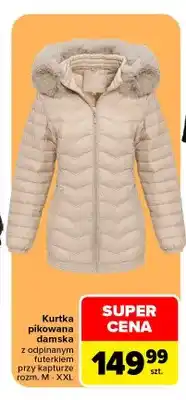 Carrefour Kurtka pikowana damska z odpinanym futerkiem przy kapturze oferta