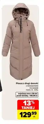 Carrefour Płaszcz długi damski z kieszeniami na suwak oferta