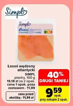 Carrefour Łosoś wędzony atlantycki plastry Simpl oferta