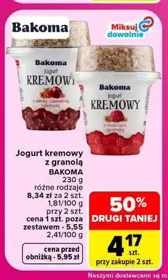 Carrefour Jogurt kremowy z granolą Bakoma z wiśnią i czereśnią oferta