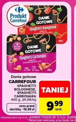 Carrefour Danie gotowe spaghetti bolognese Carrefour oferta