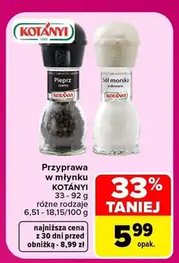 Carrefour Przyprawa w młynku Kotányi pieprz czarny oferta