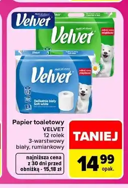 Carrefour Papier toaletowy Velvet 3-warstwowy biały oferta