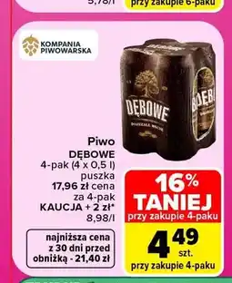 Carrefour Piwo Dębowe 4-pak oferta