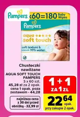 Carrefour Chusteczki nawilżane Aqua Soft Touch Pampers 3-pak oferta