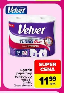 Carrefour Ręcznik papierowy Turbo Duo Velvet 2-warstwowy oferta