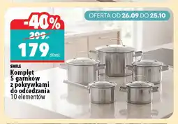 Biedronka Komplet 5 garnków z pokrywkami do odcedzania 10 elementów Smile oferta