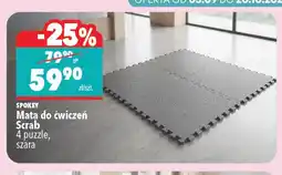 Biedronka Mata do ćwiczeń Scrab 4 puzzle szara Spokey oferta