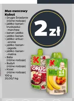 Netto Mus owocowy Kubuś Drugie Śniadanie jabłko-banan-truskawka-marchew oferta