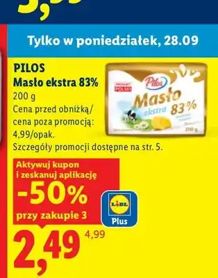 Lidl Masło ekstra Pilos 83% oferta