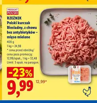 Lidl Polski kurczak Biesiadny z chowu bez antybiotyków - mięso mielone Rzeźnik oferta