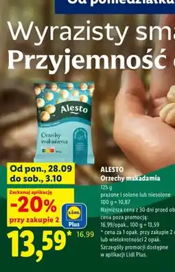 Lidl Orzechy makadamia prażone i solone Alesto oferta