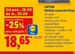 Lidl Herbata czarna Earl Grey Lipton oferta