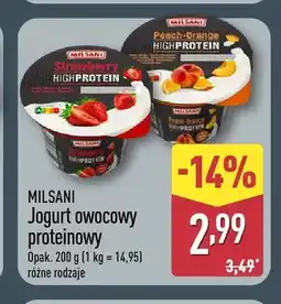 ALDI Jogurt owocowy proteinowy Milsani oferta